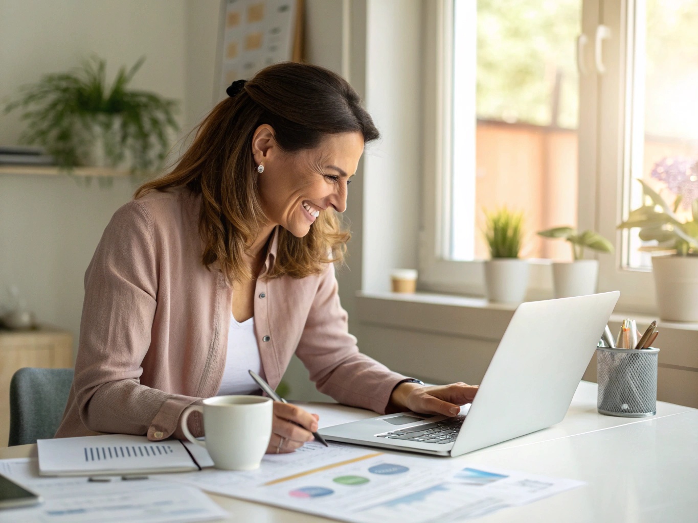 Business owner working on finances